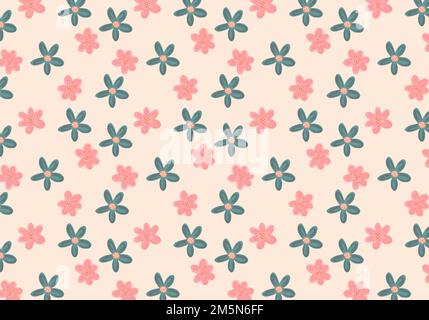 Un'illustrazione di un modello senza cuciture di fiori colorati isolati su uno sfondo luminoso Foto Stock