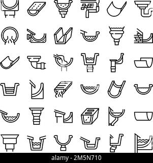 Icone di rilegatura impostate. Contorno insieme di icone vettoriali di grutter per web design isolato su sfondo bianco Illustrazione Vettoriale