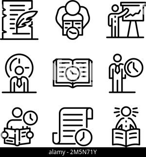 Icone storiche impostate. Set di profili di icone vettoriali storiche per il web design isolato su sfondo bianco Illustrazione Vettoriale