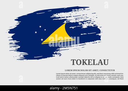Tokelau flag grunge pennello e poster di testo, vettore Illustrazione Vettoriale