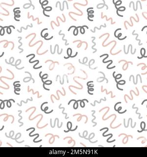 Forme a squadra. Pennellate ondulate e vorticose. Pattern vettoriale senza giunture Illustrazione Vettoriale
