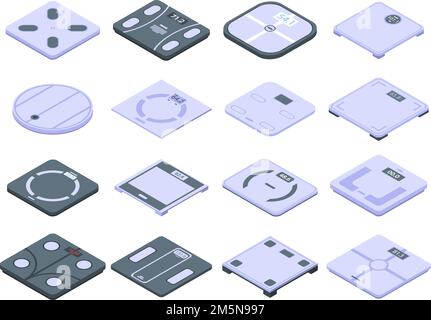 Set di icone di scale intelligenti. Set isometrico di icone vettoriali per scale intelligenti per il disegno web isolato su sfondo bianco Illustrazione Vettoriale