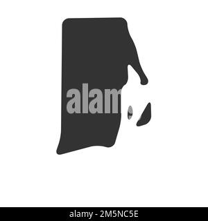 Stato di Rhode Island degli Stati Uniti d'America, USA. Mappa semplificata della silhouette nera spessa con angoli arrotondati. Illustrazione semplice del vettore piatto Illustrazione Vettoriale