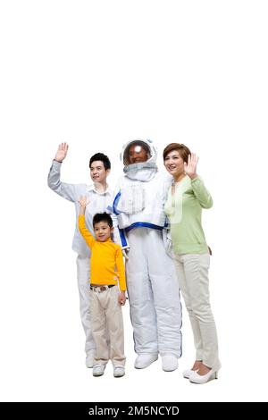 Tenda per prendere gli astronauti e la famiglia Foto Stock