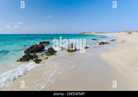 Elafonissi Strand Kreta Griechenland, Elafonissi Beach Grecia Creta Foto Stock