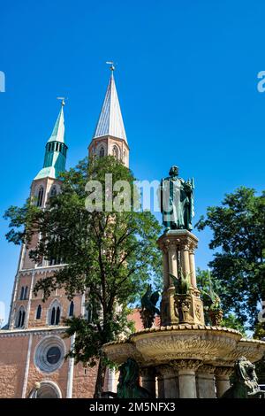 Heinrichsbrunnen a Hagenmarkt, Brunswick, bassa Sassonia, Germania Foto Stock