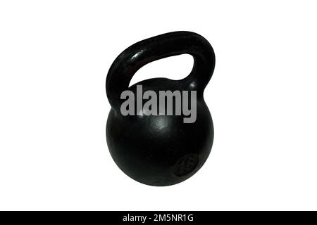 vecchio kettlebell isolato su uno sfondo bianco Foto Stock