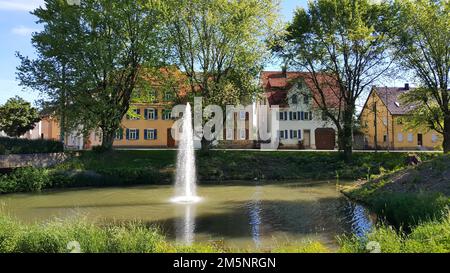 La fontana è un punto di riferimento nel centro storico di Rottenburg am Neckar. Rottenburg am Neckar, Tuebingen, Baden-Wuerttemberg, Germania Foto Stock