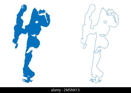 Lake St Lucia (Africa, Repubblica del Sud Africa, RSA) mappa vettoriale illustrazione, schizzo della mappa di Santa Lucia Illustrazione Vettoriale