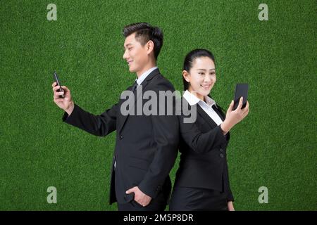 La gente di affari di erba Foto Stock