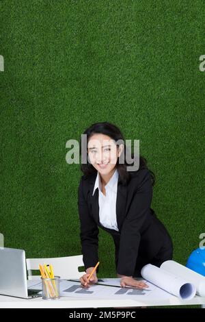 L'erba business disegni donna designer Foto Stock