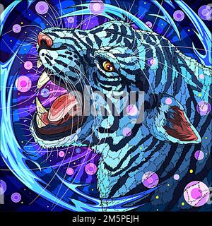 illustrazione di una testa della tigre Foto Stock