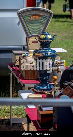 Fiera dell'antiquariato a Cardededeu, Barcellona, Catalogna, Spagna. Foto Stock