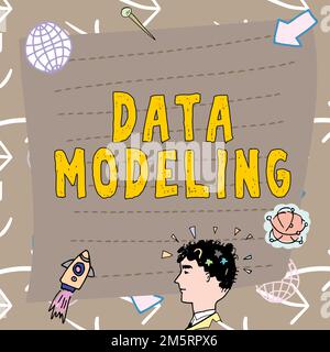 Didascalia concettuale Data Modeling. Processo aziendale di trasferimento dei dati tra sistemi di archiviazione dei dati Foto Stock