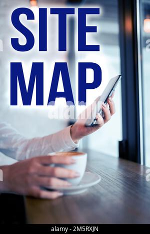 Mostra la mappa del sito. Word per progettato per aiutare sia gli utenti che i motori di ricerca a navigare il sito Foto Stock