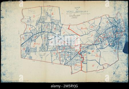 Mappa di West Roxbury. Parte di una serie di mappe stradali dei quartieri di Boston con manoscritto marcatura [suddivisioni censimento?].... , Massachusetts , Suffolk , contea , Boston , West Roxbury Foto Stock