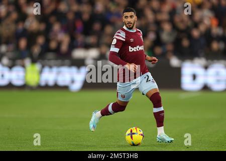 London Stadium, Londra, Regno Unito. 30th Dec, 2022. Premier League Football, West Ham United contro Brentford; ha dichiarato Benrahma di West Ham United Credit: Action Plus Sports/Alamy Live News Foto Stock