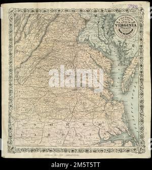 Mappa di Colton della sede della guerra in Virginia : che mostra in modo minuzioso le località interessanti nelle vicinanze di Richmond. Mostra alcune fortificazioni. Rilievo mostrato da hachures. Primi meridiani: Greenwich e Washington. "Iscritto secondo atto di Congresso, nell'anno [1862], da J.H. Colton, presso l'ufficio dei Clerks del Tribunale distrettuale degli Stati Uniti per il Distretto Meridionale di New York." Include... Mappa della sede della guerra in Virginia. Mappa della sede della guerra in Virginia, Virginia North Carolina Foto Stock