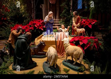 Presepe all'interno della Trinity Church a New York City Foto Stock