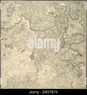 Mappa della città di Boston e dintorni. Orientato con nord verso l'alto a sinistra. Include l'inserto di Breed's Island. 'Clark's Boston Blue Book.'... , Massachusetts , Suffolk , contea , Boston Foto Stock