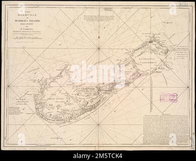 Le Bermudas, o Summer's Islands. Rilievo mostrato da hachures. Profondità indicate dalle sonature. Carta nautica incisa con ancoraggi, rhumb lines, naufragi, correnti, banchi, aree boscose, ecc. Include il testo. 'Stampato da Robt. Mayer, Map & Printseller, no 53 in Fleet Street, come la legge dirige 20 Fby. 1775.' Nell'angolo in alto a destra: 'F.' catalogazione, conservazione e digitalizzazione resa possibile in parte dall'Endowment Nazionale per le Scienze umanistiche: Esplorare l'impegno umano.... , Bermuda , territorio Foto Stock