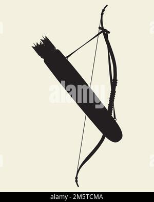 Indiani freccia Bow e vettore portarista. Illustrazione isolata su sfondo bianco. Illustrazione vettoriale di Una freccia. Illustrazione Vettoriale