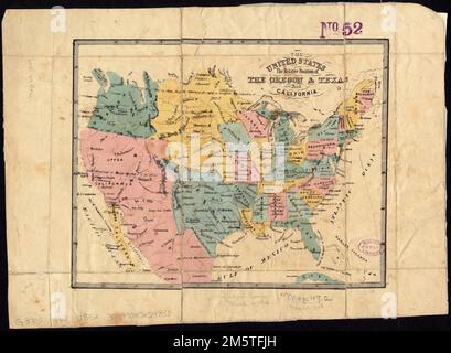 Gli Stati Uniti : la posizione relativa dell'Oregon & Texas e della California. Rilievo mostrato da hachures. Mostra 'linea proposta al Messico dagli Stati Uniti nel 1835' e 'confine Stati Uniti si stabilirono nel 1846 britannico mantenendo il diritto di navigare Columbia River.'... , Stati Uniti Foto Stock
