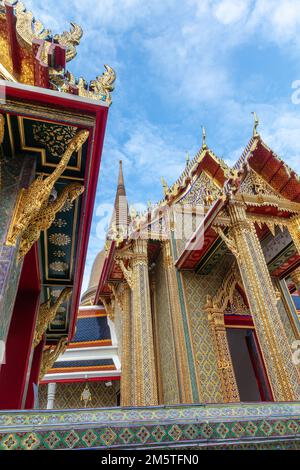 Wat Ratchabophit Sathitmahasimaram Ratchaworawihan, un tempio buddista a Bangkok, Thailandia. Foto Stock