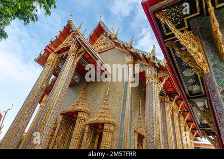 Wat Ratchabophit Sathitmahasimaram Ratchaworawihan, un tempio buddista a Bangkok, Thailandia. Foto Stock