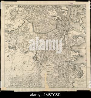 Mappa della città di Boston e dintorni. Orientato con nord verso l'alto a sinistra. 'Clark's Boston Blue Book, Edward E. Clark...'... , Massachusetts , Suffolk , contea , Boston Foto Stock