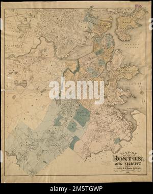 Mappa della città di Boston e dintorni. Orientato con nord verso l'alto a sinistra. '1890.'... , Massachusetts , Suffolk , contea , Boston Foto Stock