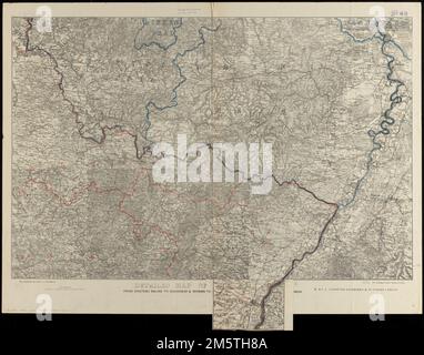 Mappa dettagliata della sede di guerra da Chateau Salins a Mannheim & Worms a Strasburgo. Rilievo mostrato da hachures e altezze del punto. Proseguimento per Strassburg ribaltato in fondo alla mappa. "Dalla speciale karte von Deutschland di Reymann."... , Francia Germania Foto Stock