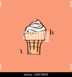 Vettore cono gelato disegnato a mano Illustrazione Vettoriale