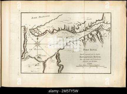 Port Royal appellé aujourd. Par les Anglois Annapolis Royal. Rilievo mostrato da hachures. Profondità indicata dalle sonature. Appare nel Recueil des plans de l'Amerique Septentrionale de le Rouge.... , Canada , Nuova Scozia , provincia , Annapolis Royal Foto Stock