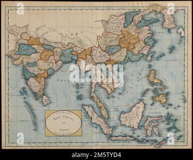 Una nuova mappa delle Indie Orientali e della Cina dalle migliori autorità. Copre l'Asia del Sud, l'Asia del Sud-Est e la Cina del Sud-Est. Mappa manoscritta in penna, inchiostro e acquerello, disegnata probabilmente da una scolaretta. Rilievo mostrato in figura. Manoscritto a matita in basso a destra: Sig.ra J. Wel[ich?]. Manoscritto in inchiostro in alto a destra in verso: 23. Dono di Michael Ellman, 2018.... , Indie Orientali, area Cina sud-est asiatico, area India, subcontinente Foto Stock
