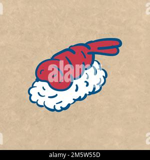 Gamberetti nigiri vettore sushi Illustrazione Vettoriale