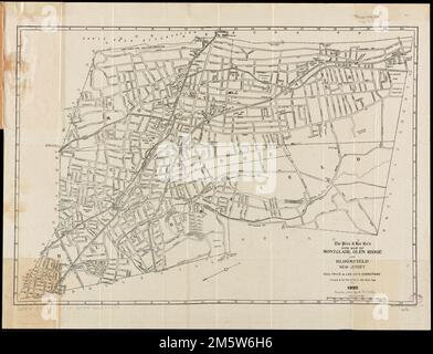 La nuova mappa di Montclair, Glen Ridge e Bloomfield, New Jersey. Mappa di Caldwell, Verona, Essex Fells e Cedar Grove in verso.... , New Jersey , Essex , contea , Bloomfield New Jersey , Essex , contea , Glen Ridge New Jersey , Essex , contea , Montclair Foto Stock