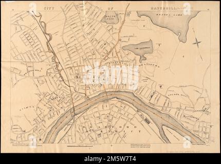 Città di Haverhill, Massachusetts. Parte del Massachusetts Atlas, copyright 1891, 1900, 1904, di Walker Lith. E Pub. Co. Include i confini del reparto. '22' e '23' ai margini superiori... Ultima mappa di Haverhill City. Ultima mappa di Haverhill City, Massachusetts , Essex ,County , Haverhill Foto Stock