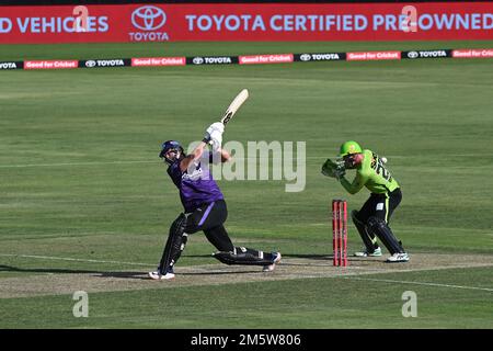 ALBURY, NSW, AUSTRALIA. 31 dicembre 2022. Big Bash League, Sydney Thunder contro Hobart Hurricanes, D'Arcy Short, Matthew Gilkes al Lavington Sports Ground. Ringraziamo Karl Phillipson/Alamy Live News Foto Stock