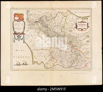 Contado di Molise et principato vltra. Mappa delle regioni Abruzzo, Lazio e Molise in Italia. Verso è vuoto. Testo in italiano. Catalogazione, conservazione e digitalizzazione rese possibile in parte dal National Endowment for the Humanities: Exploring the Human Endeavor. Parte del portafoglio composito atlas con il titolo "raccolta di vecchie mappe".. Contado di Molise et principato ultra Collezione di vecchie mappe. Contado di Molise et principato ultra Collezione di vecchie mappe, Italia , Abruzzo ,regione Foto Stock