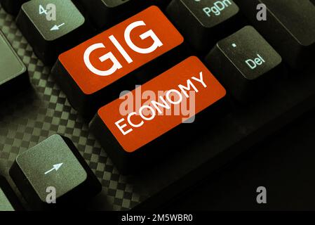 Didascalia concettuale Gig Economy. Panoramica delle imprese sistema di libero mercato in cui le posizioni temporanee sono comuni Foto Stock