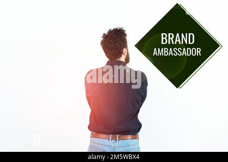 Esposizione concettuale Brand Ambassador. Parola per agente accreditato come rappresentante residente per un marchio speciale Foto Stock