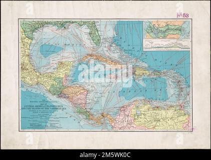 Mappa di America Centrale, Cuba, Porto Rico, e le isole del Mar dei Caraibi. Mostra anche le distanze tra i punti principali. Rilievo mostrato da hachures. Profondità indicate da isoline e tinte di gradiente. A capo del titolo: La rivista National Geographic. Inset: [Panama Canal zone and profile]... Mappa della rivista National Geographic di America Centrale, Cuba, Porto Rico e le isole del Mar dei Caraibi. Mappa della rivista National Geographic di America Centrale, Cuba, Porto Rico, e le isole del Mar dei Caraibi, Mesoamerica, zona del Mar dei Caraibi delle Indie Occidentali Foto Stock