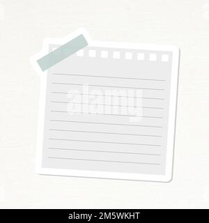 Vettore adesivo perno di banco notepaper con linea grigia Illustrazione Vettoriale