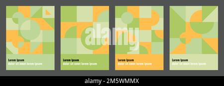 Forme geometriche colorate sullo sfondo per gift card, cover, retro, poster design set. Illustrazione Vettoriale