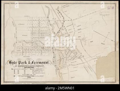 Hyde Park & Fairmount : a Dorchester & Milton, Norfolk Co. Orientato a nord verso il basso a destra... Hyde Park e Fairmount. Hyde Park e Fairmount, Massachusetts , Suffolk , contea , Boston , Hyde Park Massachusetts , Norfolk , contea , Milton Foto Stock