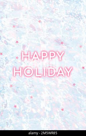 Testo vettoriale luminoso al neon Happy Holiday Illustrazione Vettoriale