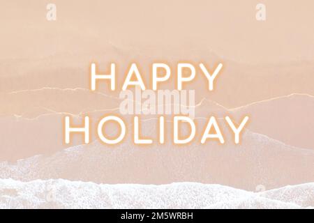 Illuminante neon felice vacanza tipografia vettore Illustrazione Vettoriale