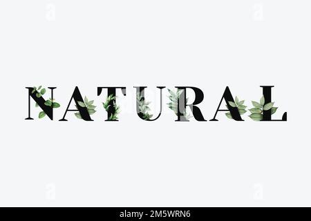 Tipografia nera naturale botanica della parola vettoriale Illustrazione Vettoriale