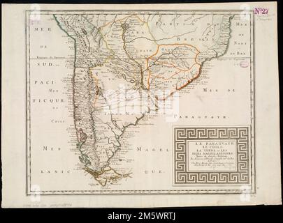 Le Paraguayr, le Chili, la Terre, et les Isles Magellanicques : tirées de diverses rélations. Rilievo mostrato in figura. "Somer Pruth sculp." Catalogazione, conservazione e digitalizzazione rese possibile in parte dall'Endowment Nazionale per le Scienze umanistiche: Esplorare lo sforzo umano.... , Argentina Cile Uruguay Sud America Paraguay Sud America Foto Stock